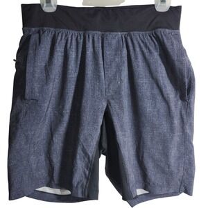 Lululemon Athletica Mens Shorts Size M Dark Wash Textured Athletic Performance